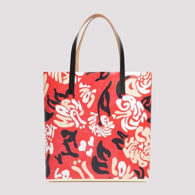 Shop Marni Printed Shopping Bag In Yellow &amp; Orange