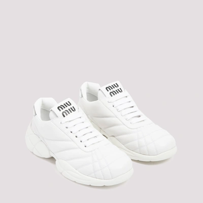 Shop Miu Miu Nappa Chunky Sole Sneakers Shoes In White