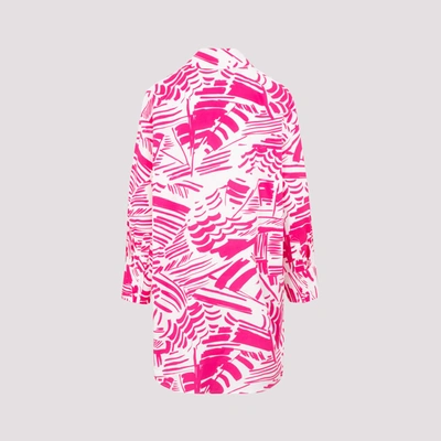 Shop Msgm Cotton Printed Dress In Pink &amp; Purple