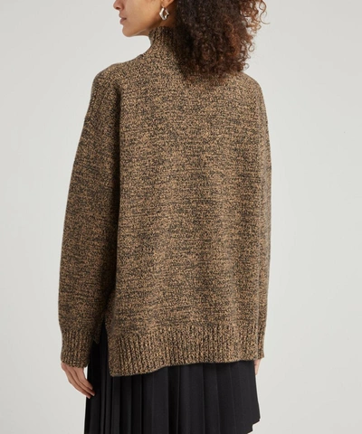 Shop Ganni High-neck Cashmere-blend Jumper In Tiger Eyes