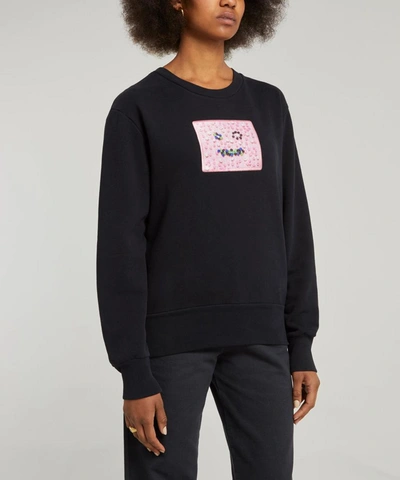Shop Acne Studios Beaded Face Logo Sweater In Black