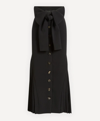 Shop A.w.a.k.e. Side Pleat Midi-skirt In Black