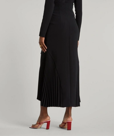 Shop A.w.a.k.e. Side Pleat Midi-skirt In Black