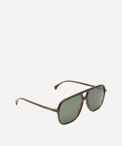 Shop Gucci Square Aviator Acetate Sunglasses In Havana