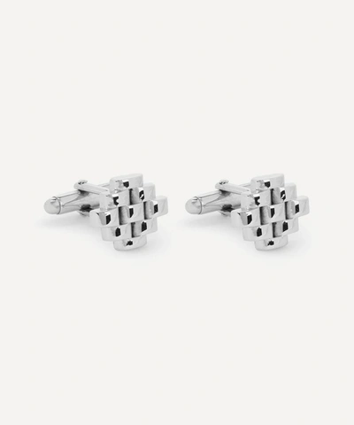 Shop Lanvin Rhodium-plated Interwoven Cufflinks In Silver