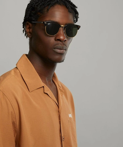 Ray Ban Clubmaster 55mm Polarized Square Sunglasses In Black