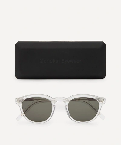 Shop Monokel Nelson Round Sunglasses In Crystal/grey