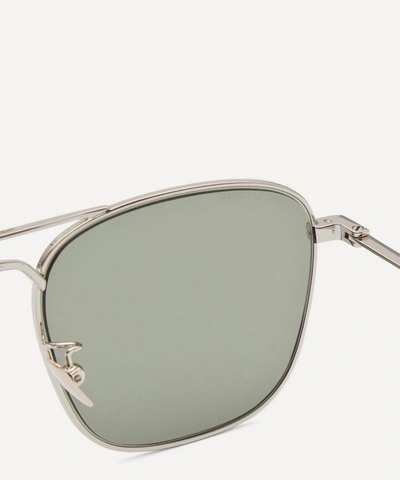 Shop Saint Laurent Metal Aviator Sunglasses In Silver