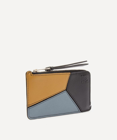 Shop Loewe Puzzle Coin Cardholder In Ochre Green/storm Blue