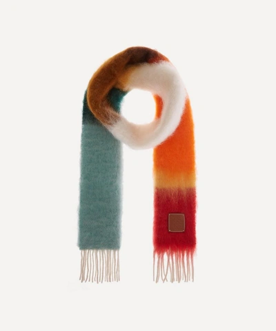 Shop Loewe Striped Mohair-blend Scarf In Multi