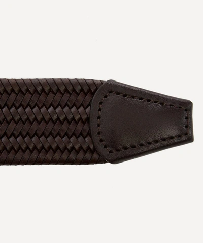 Anderson's Plain Leather Woven Belt In Brown