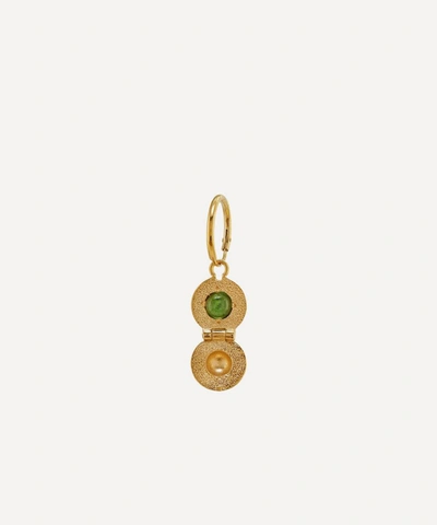 Shop Alex Monroe X Raven Smith Gold-plated Cannonball Hidden Green Tourmaline Earring