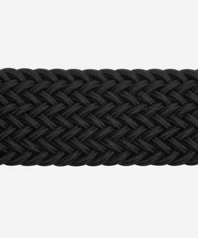 Shop Anderson's Mens Leather Trimmed Elasticated Woven Belt In Black