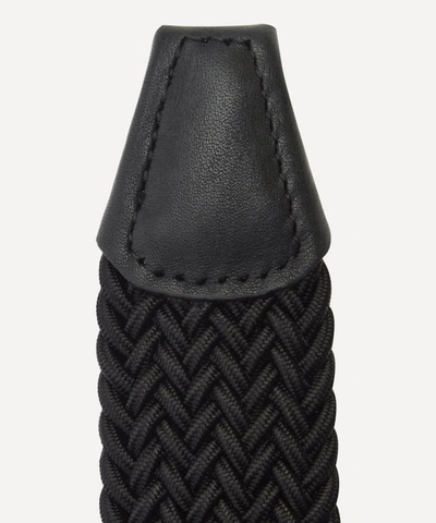 Anderson's Leather Trimmed Elasticated Woven Belt In Black