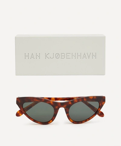 Shop Han Kjobenhavn Race Cat-eye Acetate Sunglasses In Amber