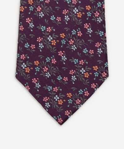 Shop Paul Smith Woven Silk Floral Tie In Purple