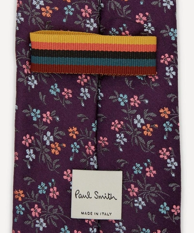 Shop Paul Smith Woven Silk Floral Tie In Purple