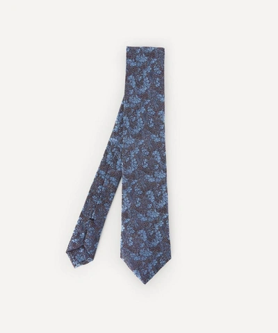 Shop Liberty London Mens Cranston Print Silk Tie In Blue