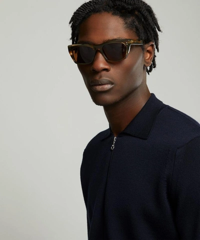 Shop Celine Rectangular Acetate Sunglasses In Havana Roviex