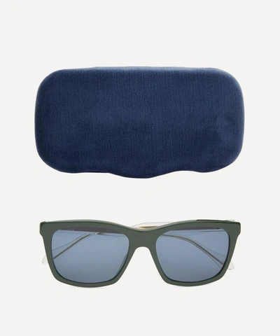 Shop Gucci Square Acetate Sunglasses In Green