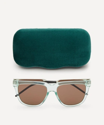 Shop Gucci 56 Acetate Sunglasses In Green/silver/brown