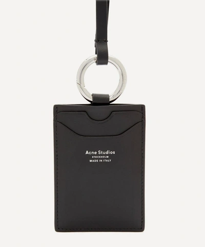 Shop Acne Studios Leather Cardholder Lanyard In Black