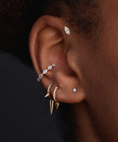 Shop Maria Tash 18ct 8mm Single Short Spike Diamond Eternity Single Hoop Earring In White Gold