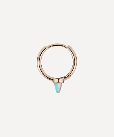 Shop Maria Tash 14ct 9.5mm Single Short Opal Spike Non-rotating Single Hoop Earring In Rose Gold