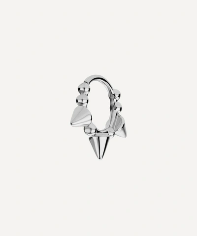 Shop Maria Tash 14ct 6.5mm Triple Short Spike Granulated Single Hoop Earring In White Gold