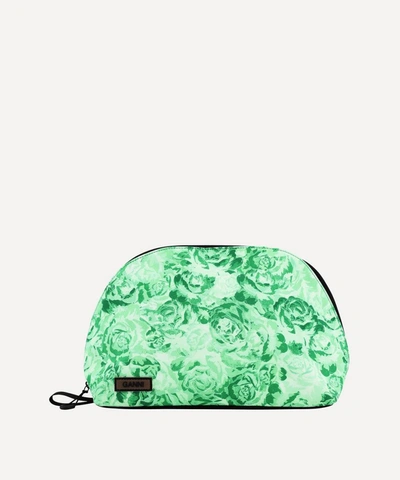Shop Ganni Multi-check Tech Fabric Toiletry Bag In Green
