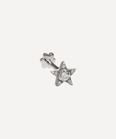 Shop Maria Tash 18ct 5.5mm Diamond Star Single Threaded Stud Earring In White Gold