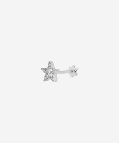 Shop Maria Tash 18ct 5.5mm Diamond Star Single Threaded Stud Earring In White Gold