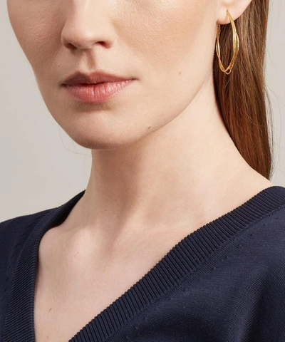 Alex Monroe Gold-plated Fine Twist Hoop Earrings In Gold