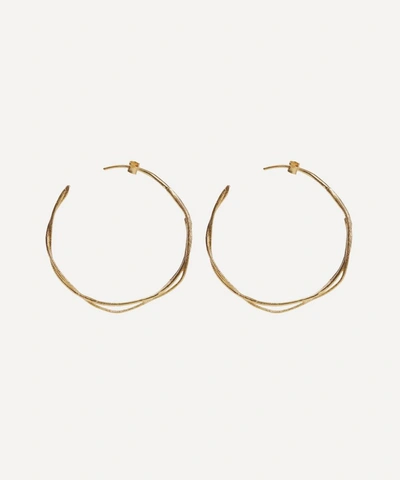 Alex Monroe Gold-plated Fine Twist Hoop Earrings In Gold