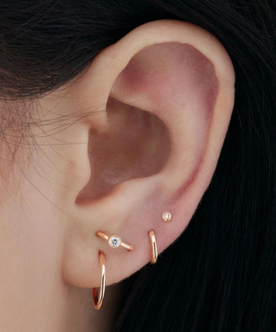 Shop Maria Tash 18ct 8mm Scalloped Diamond Single Hoop Earring In Rose Gold