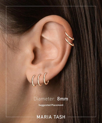 Shop Maria Tash 18ct 8mm Scalloped Diamond Single Hoop Earring In Rose Gold