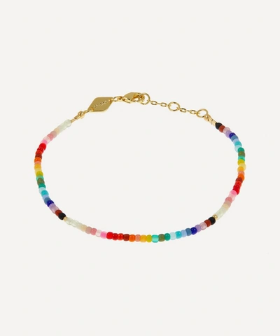 Shop Anni Lu Gold-plated Nuanua Beaded Bracelet In Rainbow