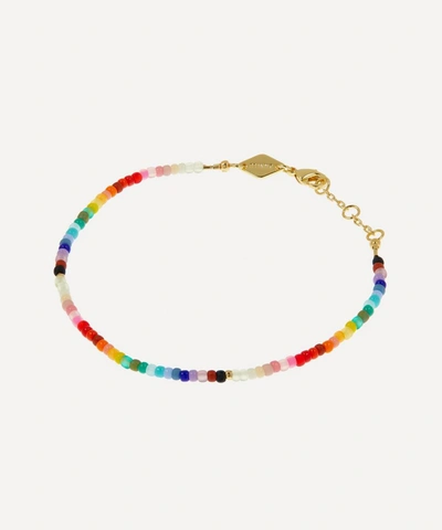 Shop Anni Lu Gold-plated Nuanua Beaded Bracelet In Rainbow