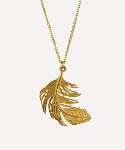 Shop Alex Monroe Gold-plated Big Feather Pendant Necklace