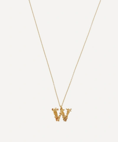 Shop Alex Monroe Gold-plated Floral Letter W Alphabet Necklace
