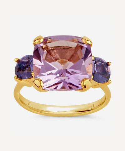 Shop Dinny Hall Gold Plated Vermeil Silver Teresa Amethyst And Iolite Ring In Gold Vermeil