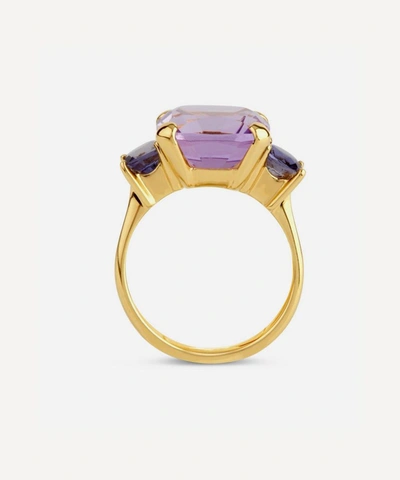 Shop Dinny Hall Gold Plated Vermeil Silver Teresa Amethyst And Iolite Ring In Gold Vermeil