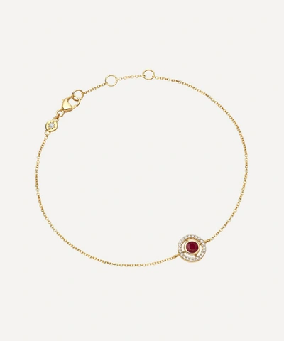 Astley Clarke 14ct Gold Mini Icon Aura Ruby And Diamond Bracelet In Gold