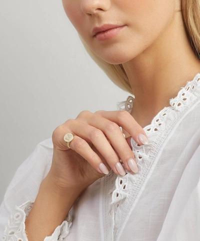 Liberty 9ct Gold And Diamond Initial  Signet Ring In Gold