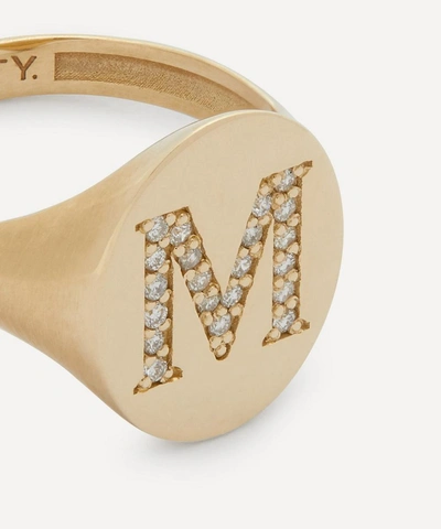 Liberty 9ct Gold And Diamond Initial  Signet Ring In Gold