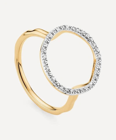 Shop Monica Vinader Gold Plated Vermeil Silver Riva Diamond Circle Ring