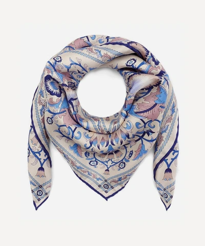 Shop Liberty London Lodden 70 X 70 Silk Scarf In Lodden Cream