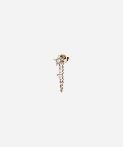 Shop Maria Tash 18ct Diamond Star And Trillion Chain Wrap Single Stud Earring In Rose Gold