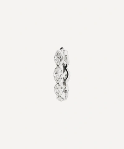 Shop Maria Tash 18ct 6.5mm Invisible Set Diamond Marquise Eternity Single Hoop Earring In White Gold