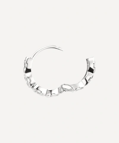 Shop Maria Tash 18ct 6.5mm Invisible Set Diamond Marquise Eternity Single Hoop Earring In White Gold